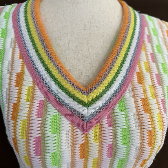 Vintage 60s 70’s Handmade Retro Maxi Dress Empire Waist XS Rainbow - Picture 3 of 7